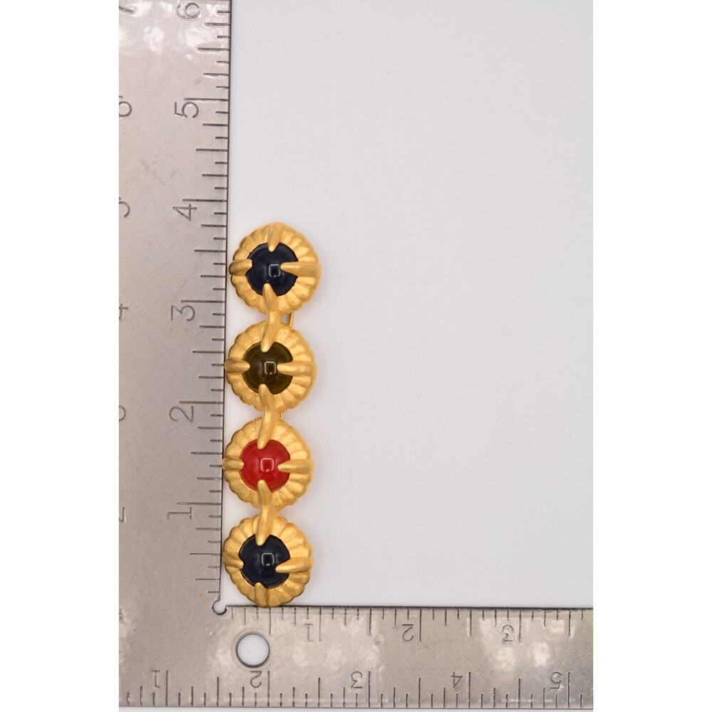 Givenchy Vintage Cabochon Pin Brooch Multi-Color Brushed Gold NOS Signed BinAT - Picture 12 of 12